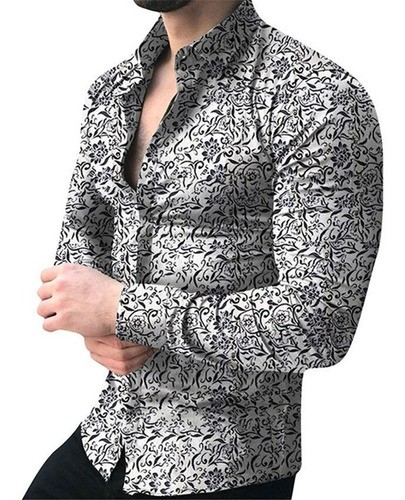 Marca De Manga Larga Camisa Floral Masculino Camisas Casuale