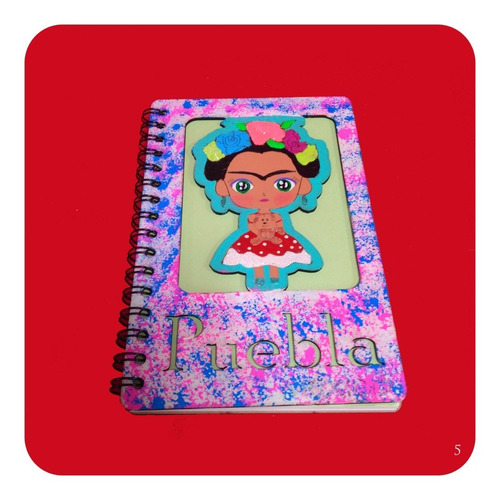 Imagen 3 de 3 de Libreta Frida Kahlo Grande C/ Pasta De Madera 21x14cm M5 Lbt