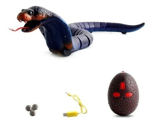 Cobra Naja Com Controle Remoto Realista Brinquedo Azul