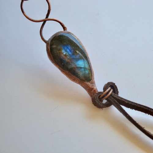 Collar Para Escorpio, Piedra Labradorita Azul Grande, Cod1