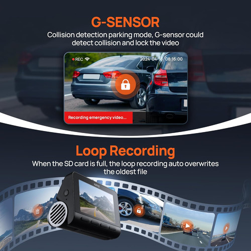 70mai 4k Dash Cam Front And Rear With Starvis, Built In 5...