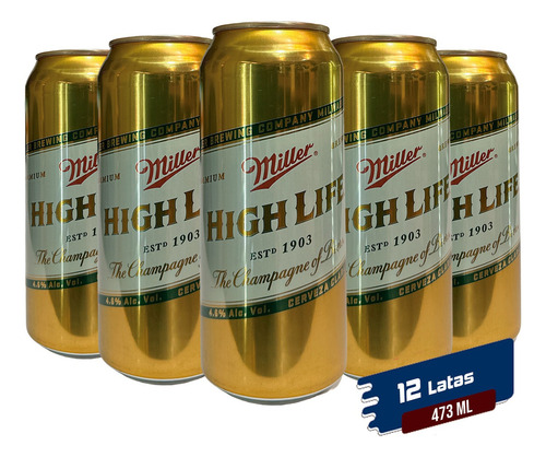 Cerveza Miller High Life 473 Ml - Pack 12 Latas