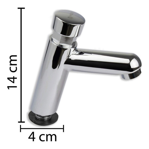 Llave Monomando Push Temporizadora Lavabo 14 Cm Lavamanos