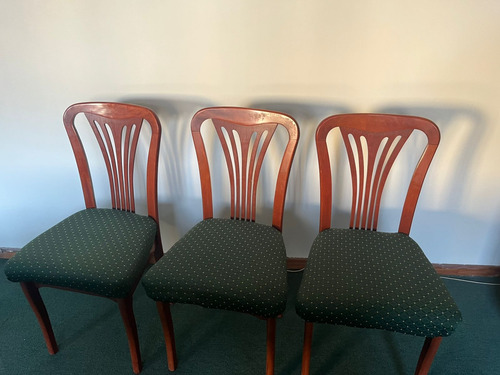 Juego De 6 Sillas Madera Modelo Clasico Tapizado Nuevo Liberty Marrón Verde Musgo (Usado)