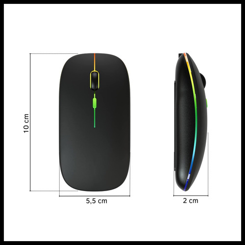 Mouse Dinax Inalámbrico Con Luces Rgb (recargable) Negro