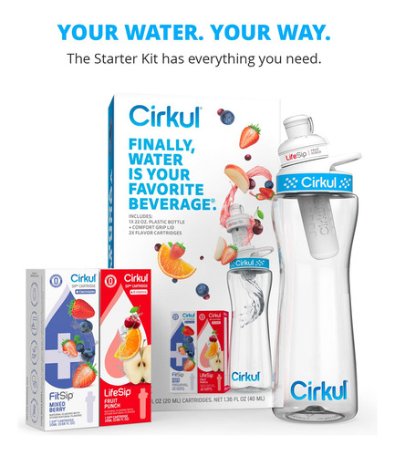 Botella De Agua Cirkul 22 Oz Azul Con Cartuchos De Sabor Color