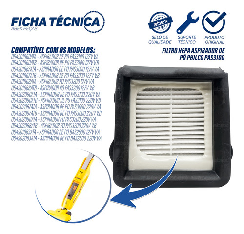 Filtro Hepa Aspirador De Pó Pas3100 Original