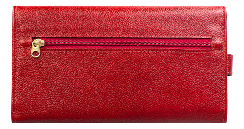 Carteira Feminina De Couro Liso Clara Cor Vermelho