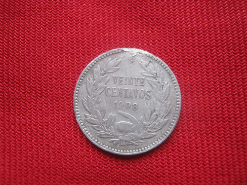 Chile 20 Centavos 1908 Plata 