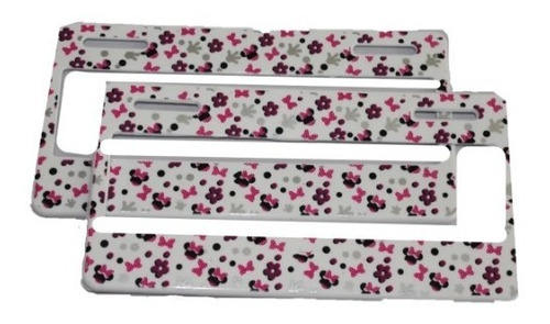 Par (2) Porta Placa Universal Minnie Blanco Auto/camioneta