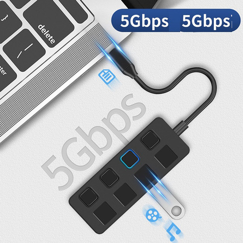 Conmutador Usb 3.0 Con Botón De 4 Puertos, Divisor Usb 1 A 4