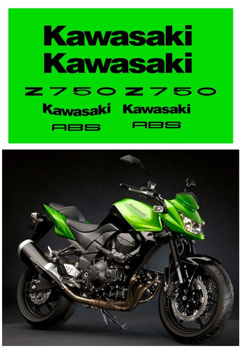 Kit Adesivos Moto Kawasaki Z750 2012 Verde Ca-00784