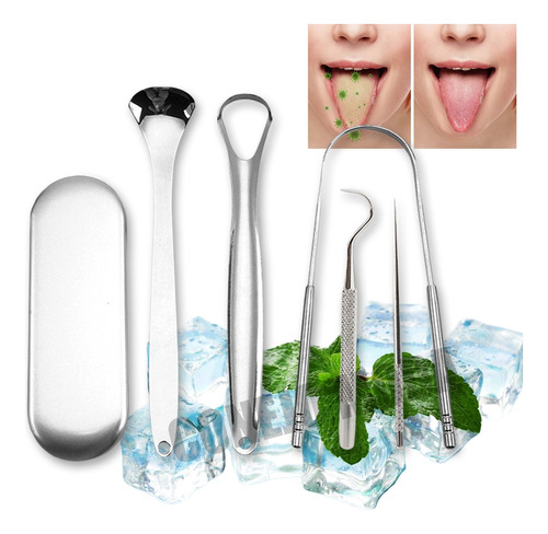 Limpiador Lingual Oral Raspador De Lengua Acero Inoxidable