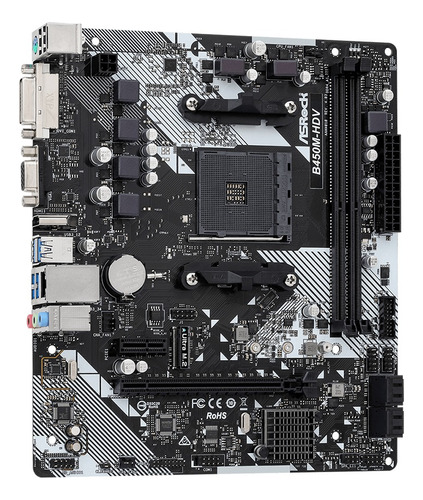 Placa Madre Asrock B450m-hdv R4.0, Pcie 3.0, M.2, Micro-atx