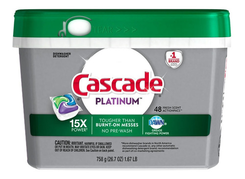 Cascade Platinum Detergente En Cápsulas P/ Lavavajillas 48pz
