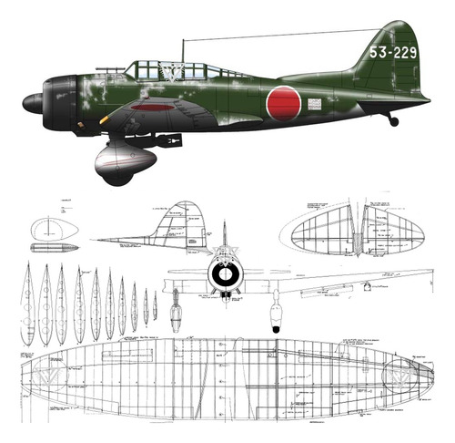 Plano Rc Avion Japones Aichi Val 99 Env 914mm (envio X Mail)