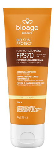Protetor Solar Facial Efeito Base Fps70 - Bioage - Tom 4