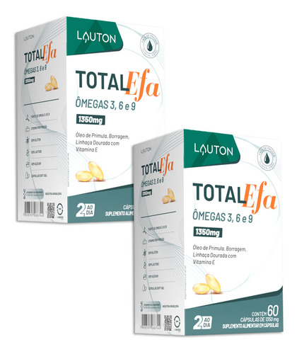 Total Efa Ômegas 3, 6 E 9 60 Cápsulas Lauton - 2 Unid.