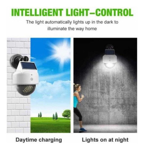Luz Solar De Seguridad Recargable Control Remoto Camara Fals