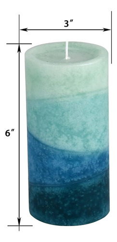 Vela En Forma De Pilar Con Aroma A Océanos De 3 X 6 Pulgadas