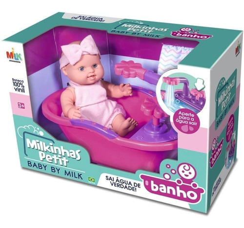 Shopbr Boneca hora do banho milkinha com agua de verdade/ babyby