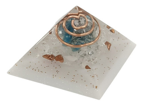 Orgonite Pirâmide 4cm Apatita Azul Elevação Vibracional