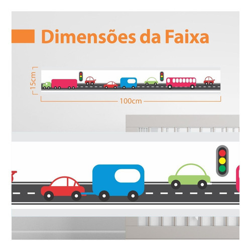 Faixa Adesiva Quarto Bebê Infantil Menino Carros Carrinhos B