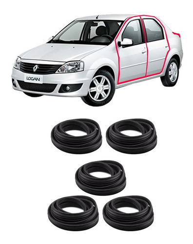 Imagen 1 de 1 de Burlete Puerta Y Baul Renault Logan Juego Completo (5 Uni.)