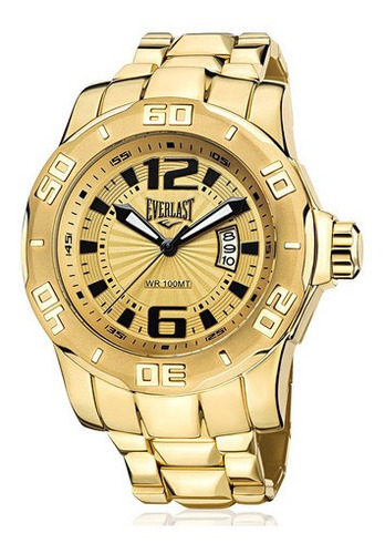 Relógio Masculino Everlast Dourado A Prova D'água 100 M 