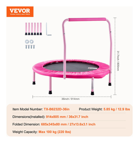 Trampolín Vevor 36 Niños Para Interiores Y Exteriores Con As