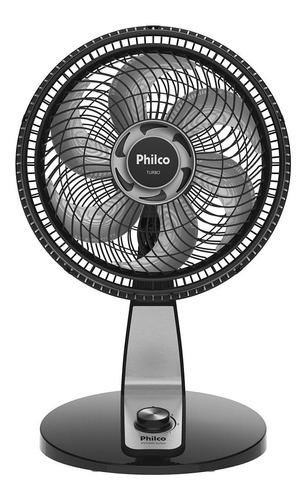 Ventilador de mesa Philco PVT300 Turbo PVT300P preto com 6 pás cor  cinza de  plástico, 38.5 cm de diâmetro 220 V