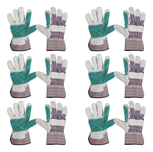 Guantes De Carnaza Y Loneta Con Refuerzo Unitalla (6 Pares)