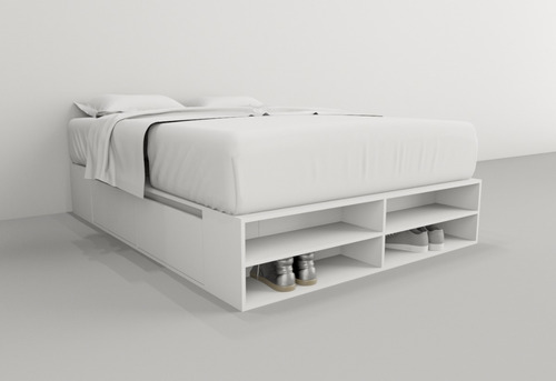 Imagen 4 de 8 de Box De Cama Base Somier Con Cajonera + Zapatero 1,40 Mts.