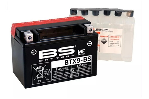 Batería Para Moto Bs Mf Btx9-bs Xj600 Xt600  Dr650