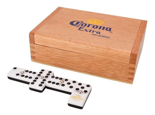 Domino Corona Extra Blanco Y Negro Caja Madera Alhajero