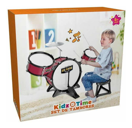 Set De Tambores Para Niños Pequeños Kidz Time Con Banquito