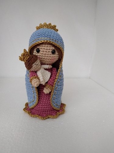 Nossa Senhora Com Menino Jesus Em Crochê Amigurumi