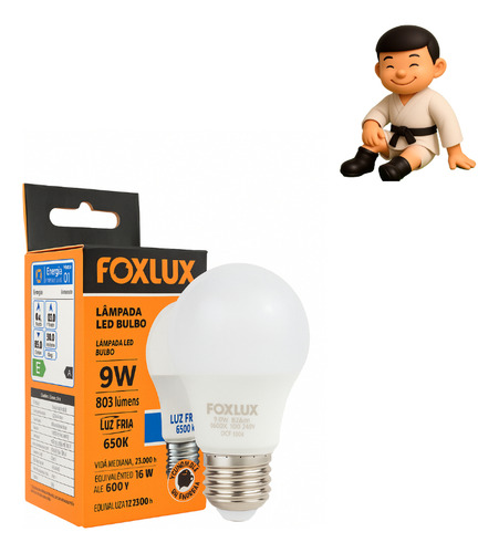 Kit 50 Un Lâmpada Super Led Bulbo A60 9w 6500k Foxlux Bivolt Luz Branco-frio 127/220v