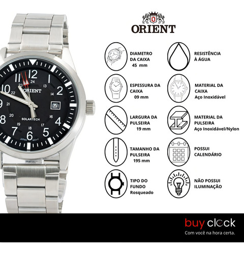 Relógio Orient Prata Masculino Mbss1451 P2sx Cor do bisel Prateado Cor do fundo Preto e LCD negativo