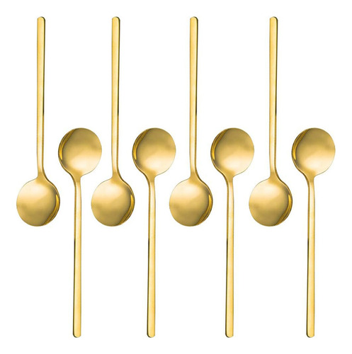 Cucharas De Espresso Chapadas En Oro, Juego De 8, 5.3 Pulgad
