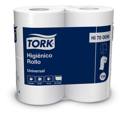 Imagen 1 de 3 de Papel Higiénico Tork Hoja Simple 4 Rollos De 100 Metros