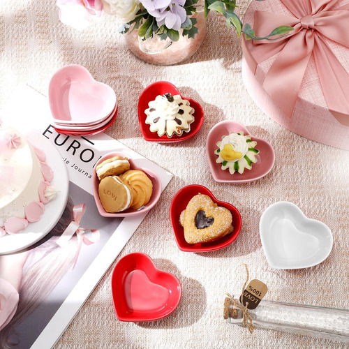 6 Piezas Cuencos En Forma De Corazón Platos De Cer
