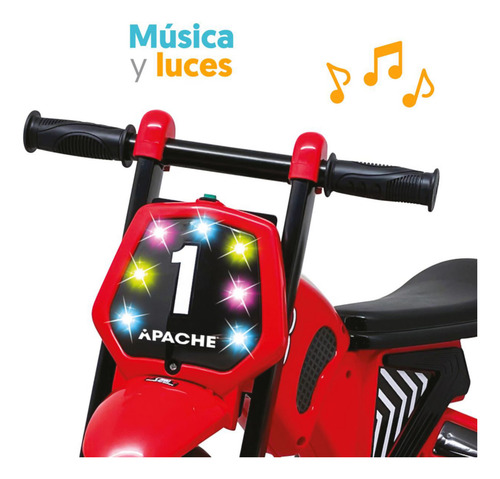 Triciclo Apache Moto Cross Con Luces Y Música Rojo En Caja Rojo