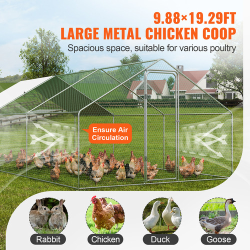 Vevor Gallinero Grande De Metal, 3 X 5,88 X 1,99 M Gallinero