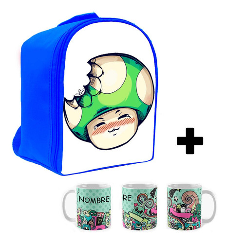 Mochila Jardin Mario Bros  Mas Taza Plastica Mja98