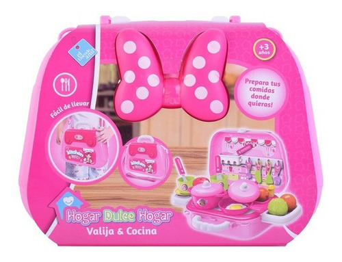 Juego De Cocina Valija Con Correa 25cm El Duende Azul 7406 Color Rosa