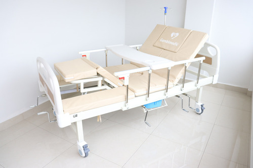 Gambimedic Cama Hospital 5 Posiciones Manivelas Multifuncion Respaldo Resposapierna Silla Giro Lateral Izquierda Y Derecha Funcion De Baño Incluye Colchon 6cm Portasuero Mesa Para Comer