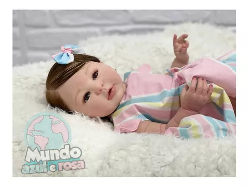 Bebê Reborn Menina Realista Silicone, Banho Fio A Fio Baby - Mundo