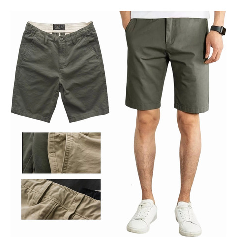 Shorts Bermudas Casual Algodón Hombre Moda Verano