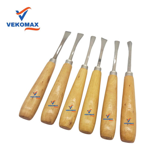 Set X 6 Gubias Reforzadas Con Mango De Madera Lima Tallar